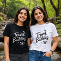 TRAVEL BUDDIES WOMENS PRINTED BLACK TSHIRT