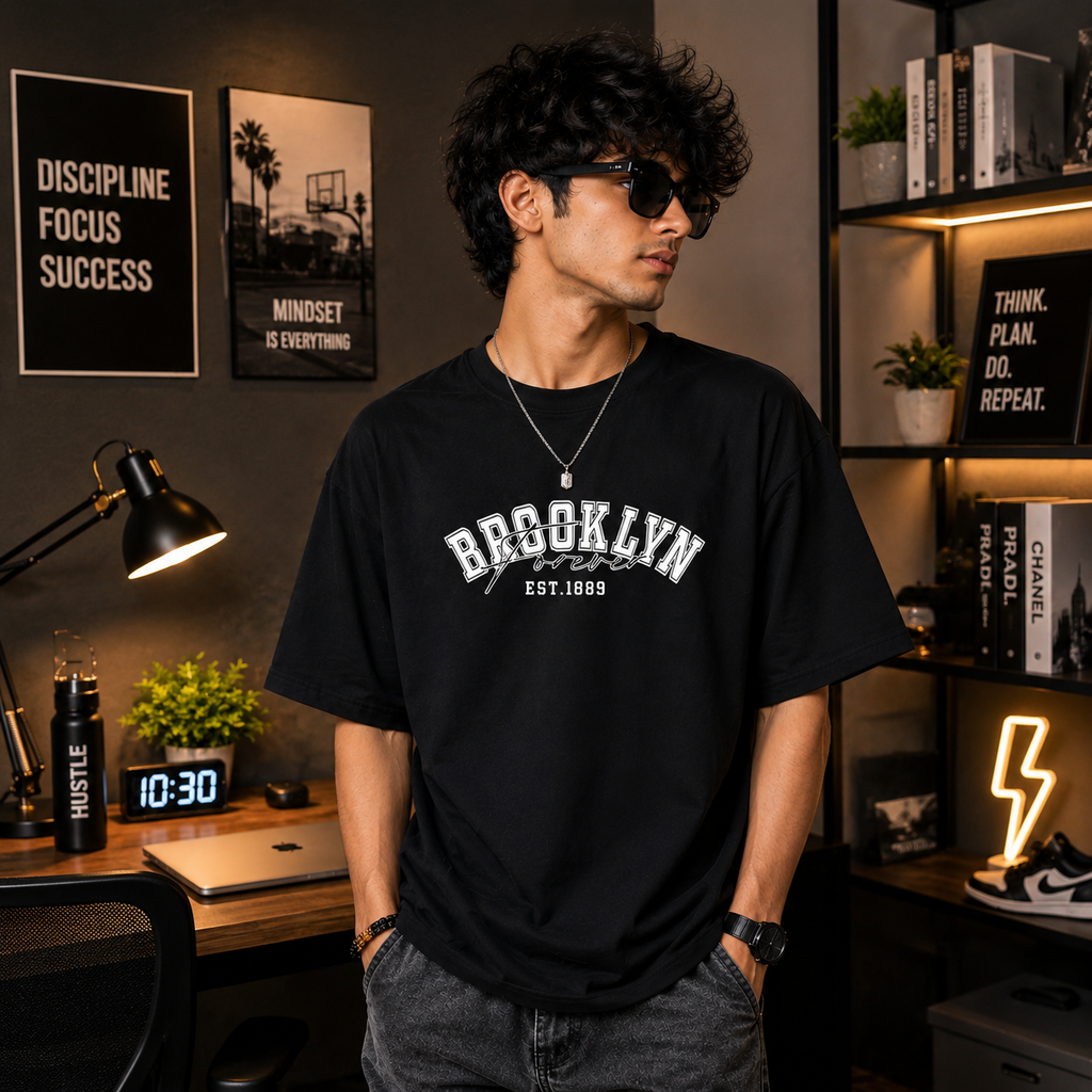 BROOKLYN GENZ DESIGN PRINTED OVERSIZE TSHIRT