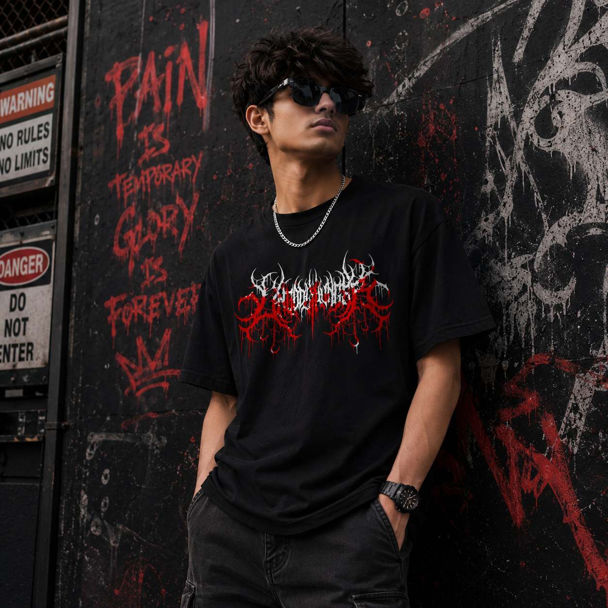 GOTHIC GENZ DESIGN PRINTED OVERSIZE TSHIRT