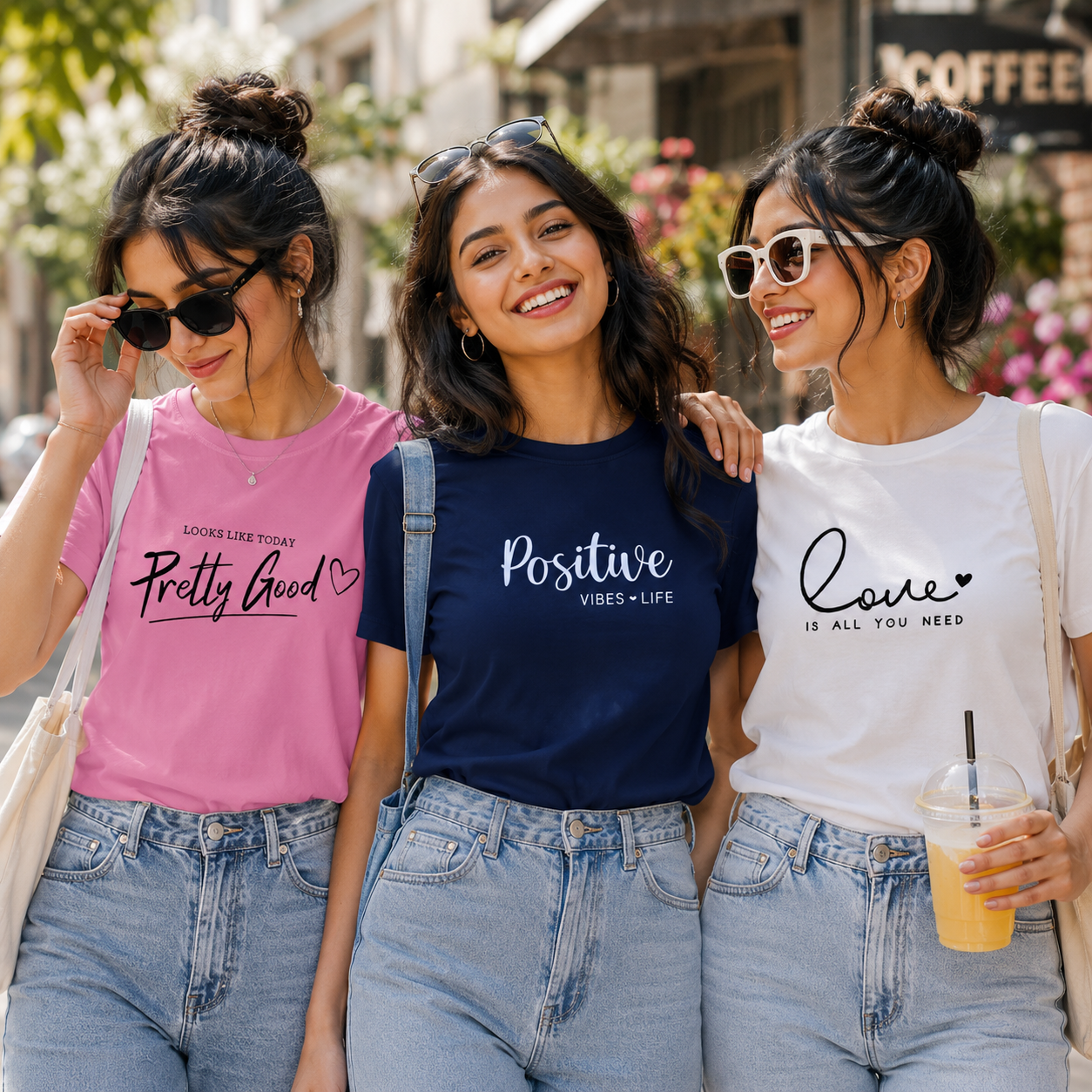 PRETTY GOOD, POSITIVE, LOVE 3 COMBO SET WOMENS TSHIRT