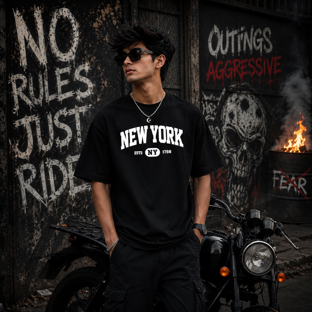 NEWYORK GENZ DESIGN PRINTED OVERSIZE TSHIRT