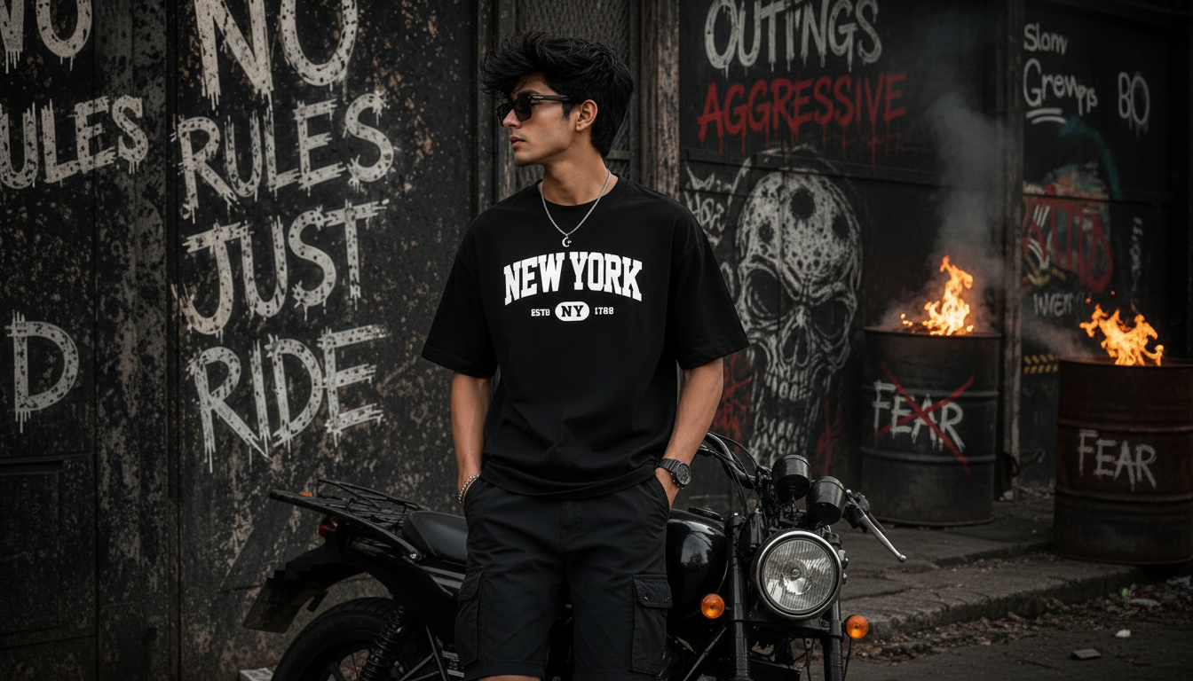 NEWYORK GENZ DESIGN PRINTED OVERSIZE TSHIRT