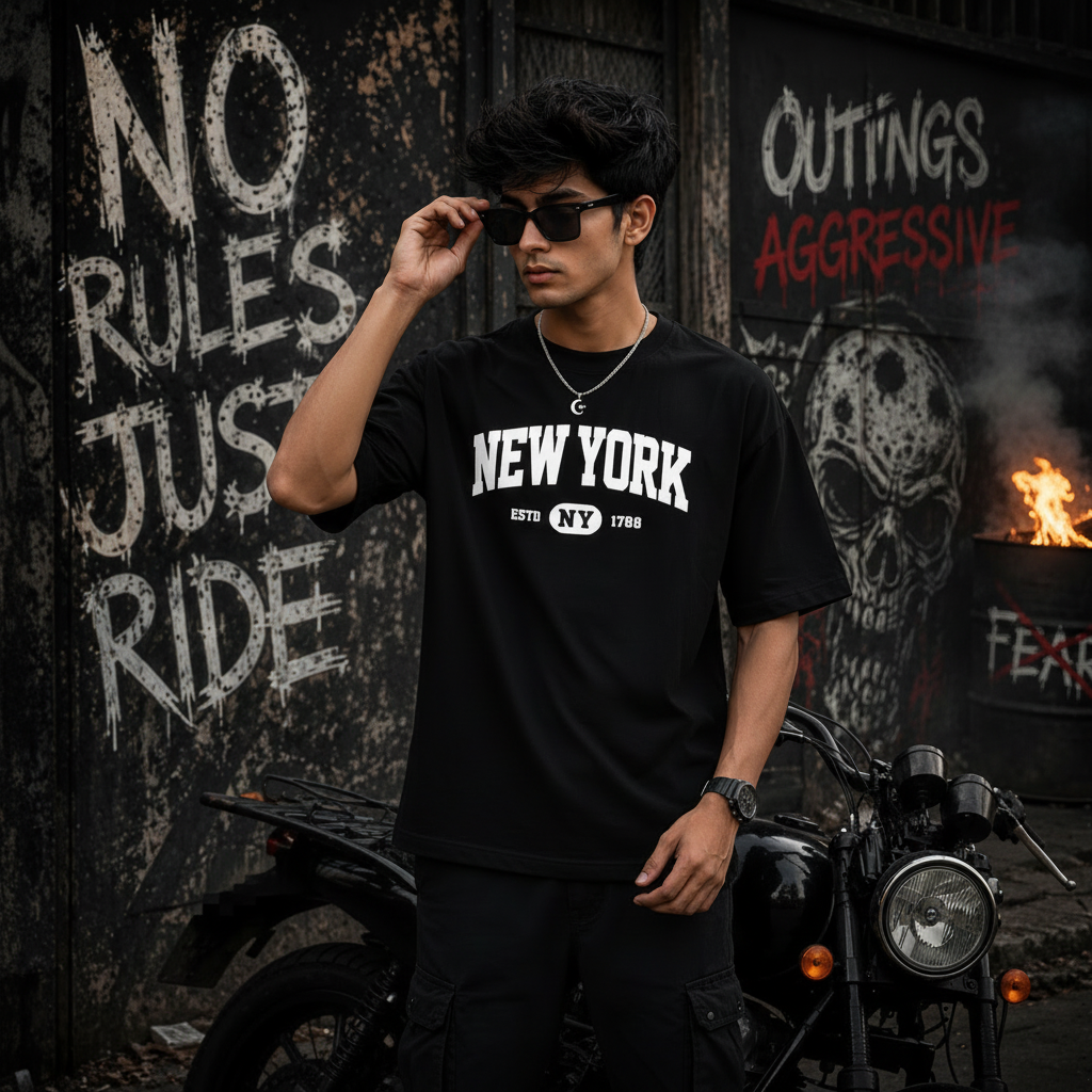 NEWYORK GENZ DESIGN PRINTED OVERSIZE TSHIRT