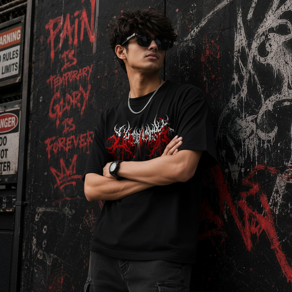 GOTHIC GENZ DESIGN PRINTED OVERSIZE TSHIRT