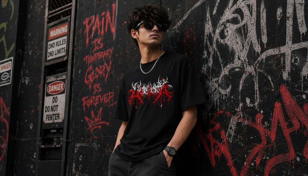 GOTHIC GENZ DESIGN PRINTED OVERSIZE TSHIRT