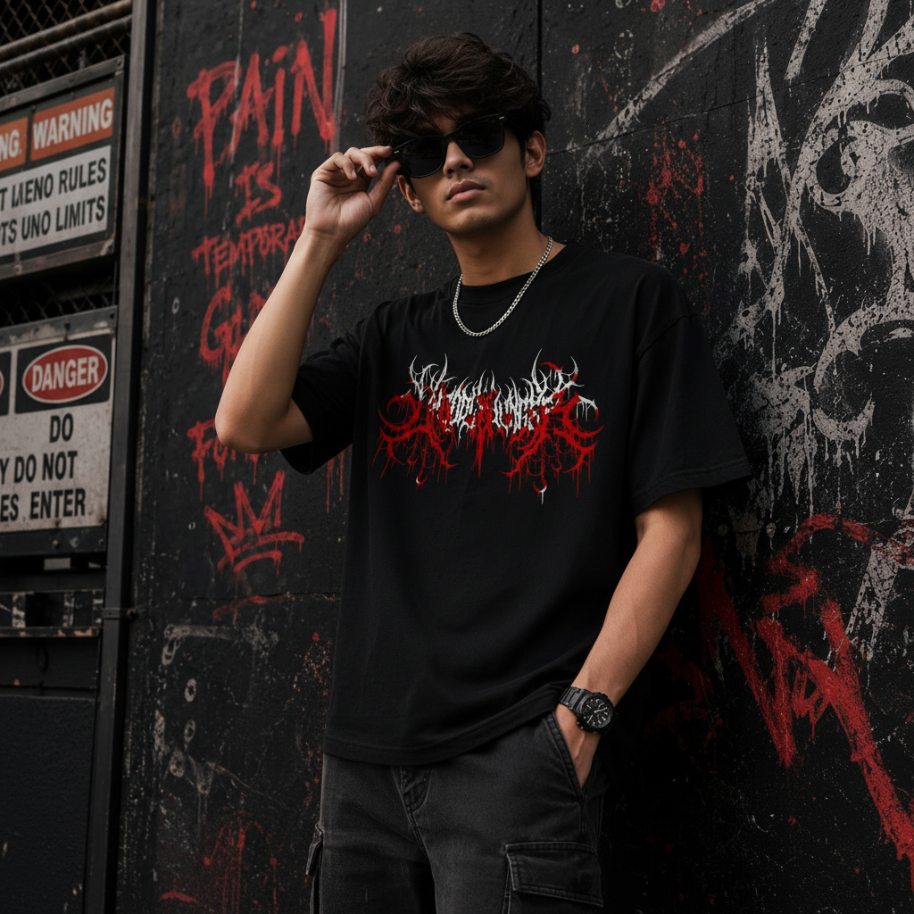 GOTHIC GENZ DESIGN PRINTED OVERSIZE TSHIRT