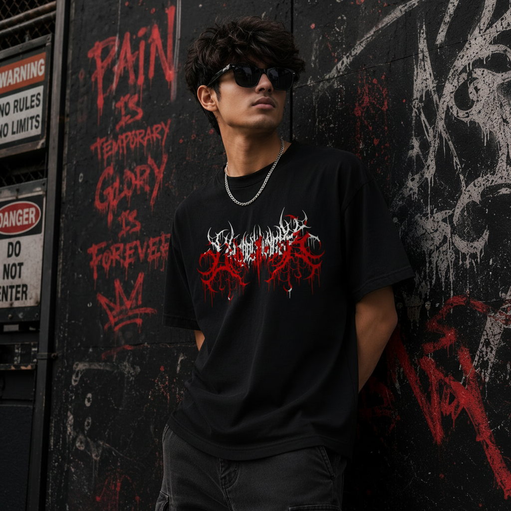 GOTHIC GENZ DESIGN PRINTED OVERSIZE TSHIRT