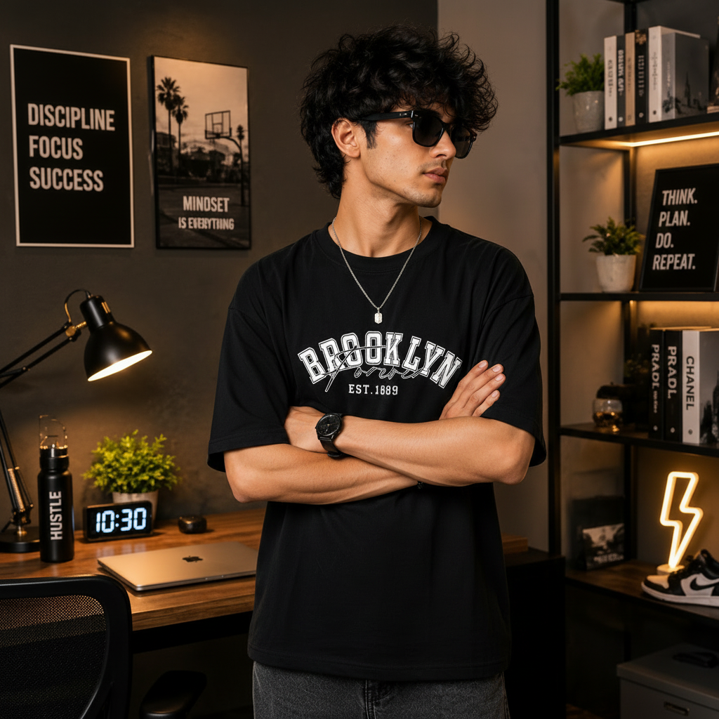 BROOKLYN GENZ DESIGN PRINTED OVERSIZE TSHIRT