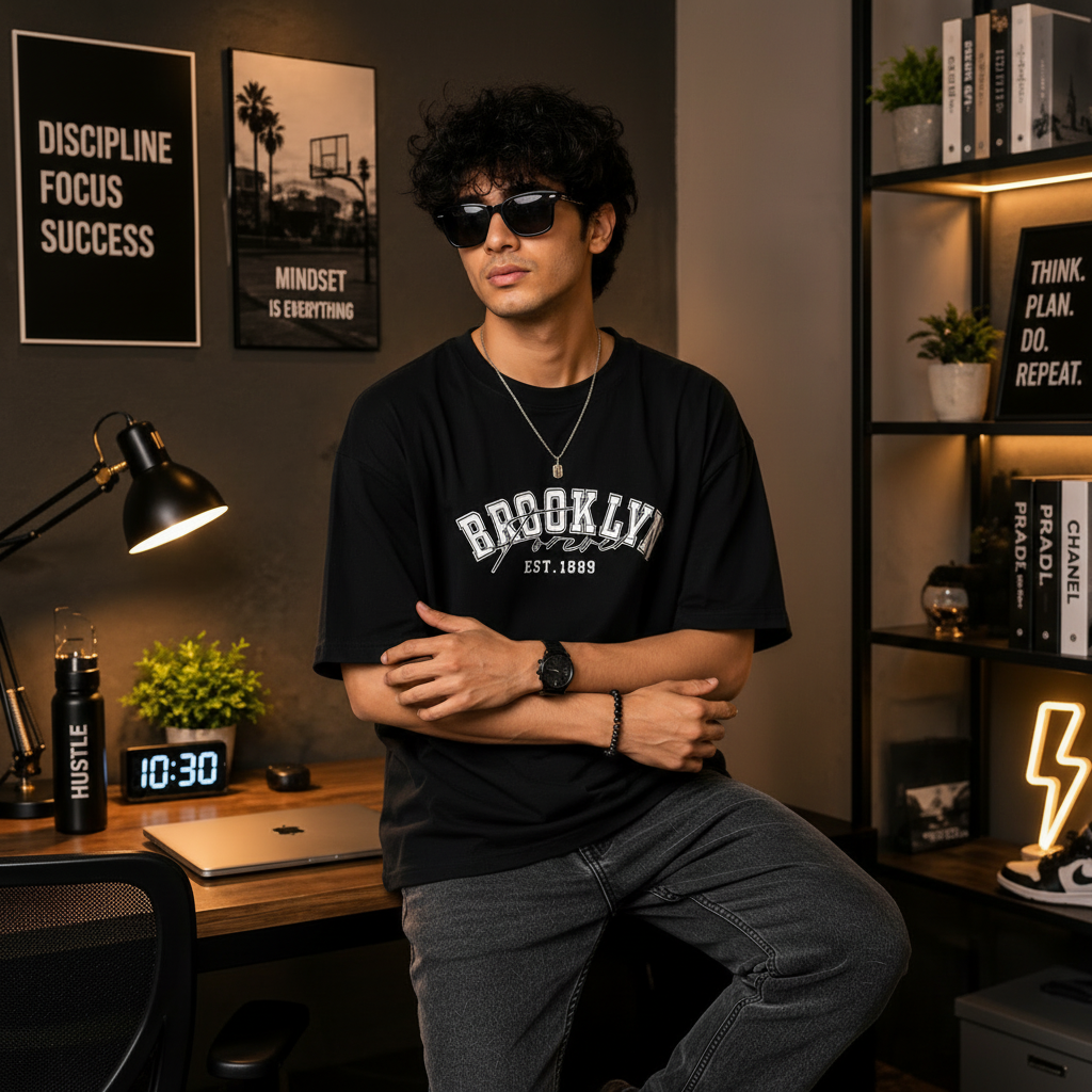 BROOKLYN GENZ DESIGN PRINTED OVERSIZE TSHIRT