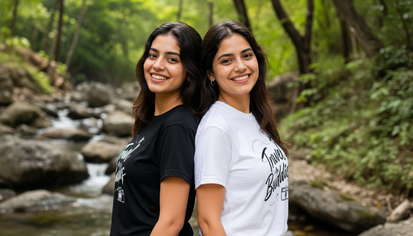 TRAVEL BUDDIES WOMENS PRINTED BLACK TSHIRT