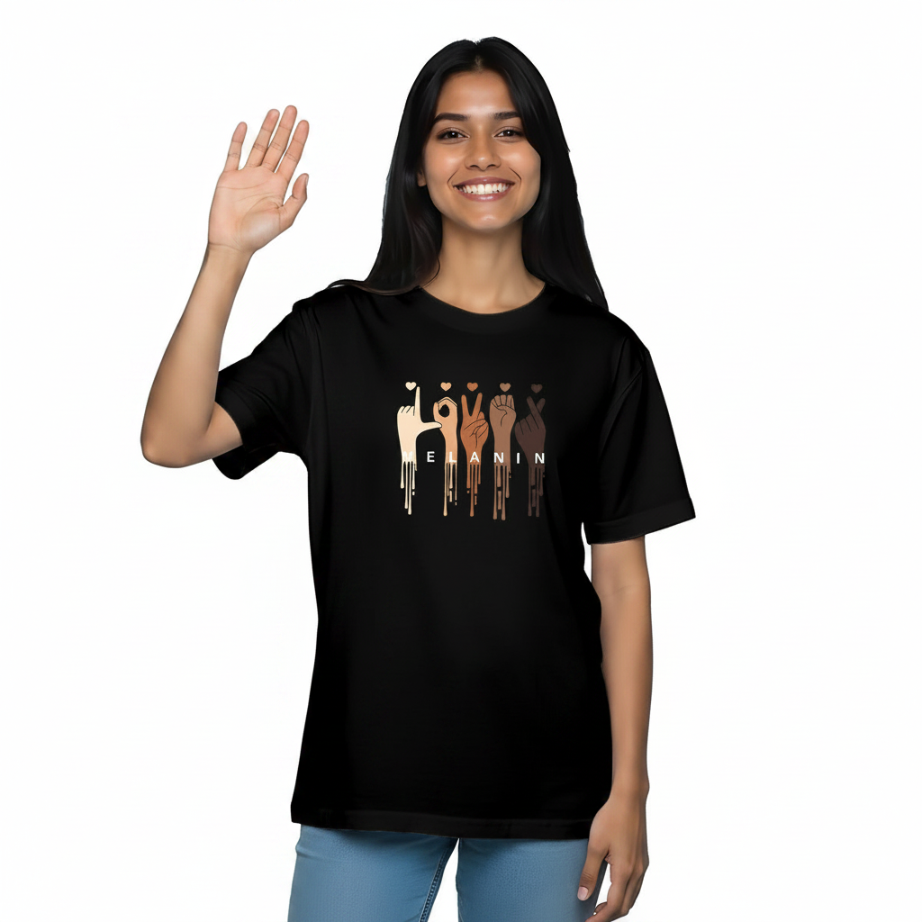 MELANIN PRINTED WOMENS TSHIRT