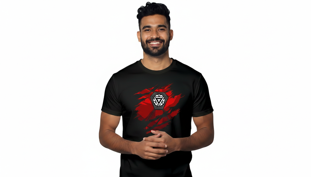 REACTOR CHEST PRINTED BLACK TSHIRT