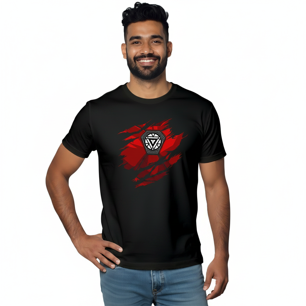 REACTOR CHEST PRINTED BLACK TSHIRT