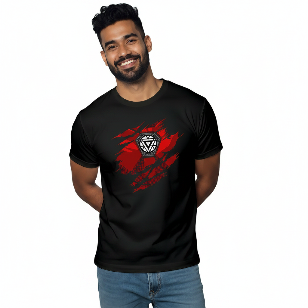 REACTOR CHEST PRINTED BLACK TSHIRT