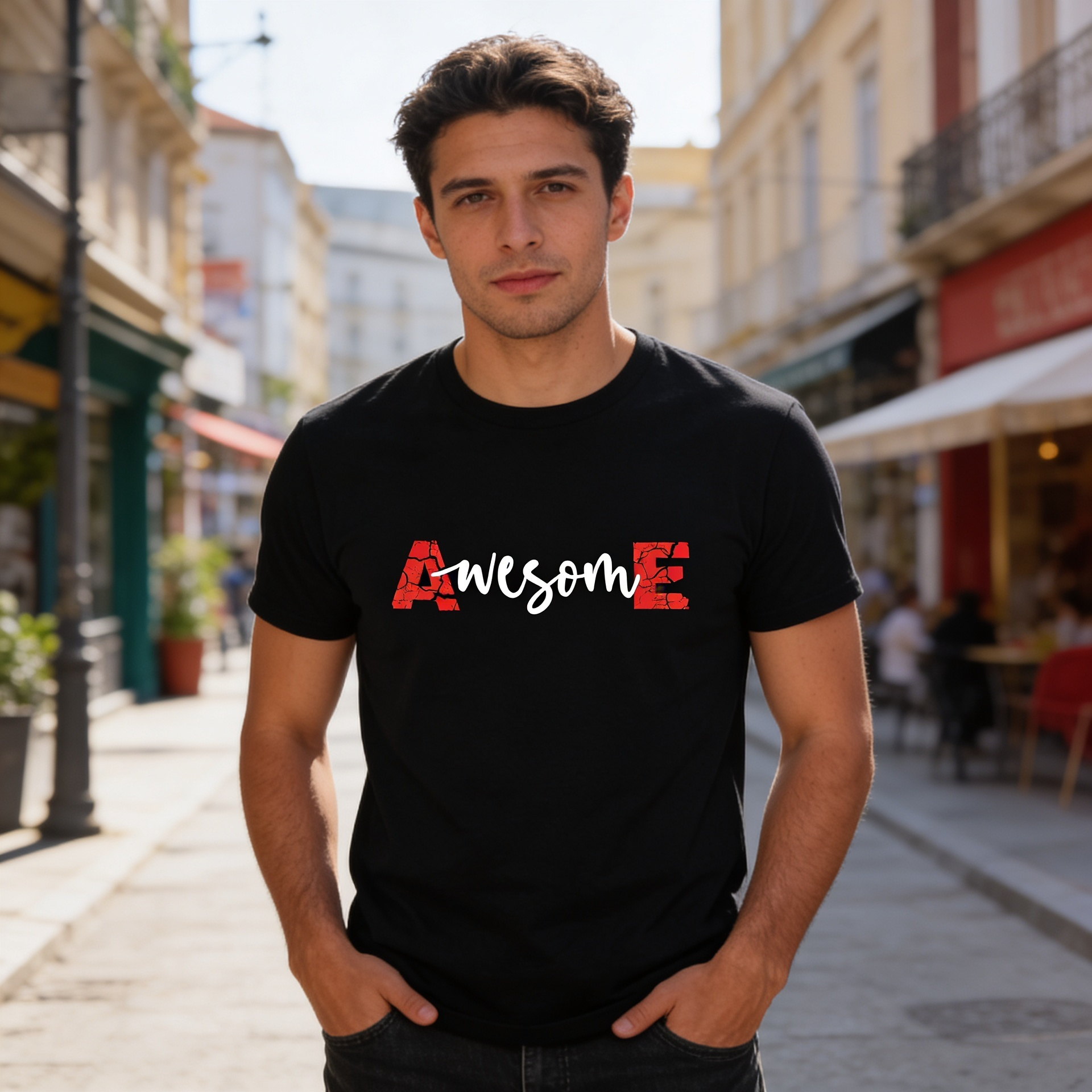 DUM Studio “Awesome” Graphic T-Shirt – Black Streetwear Edition
