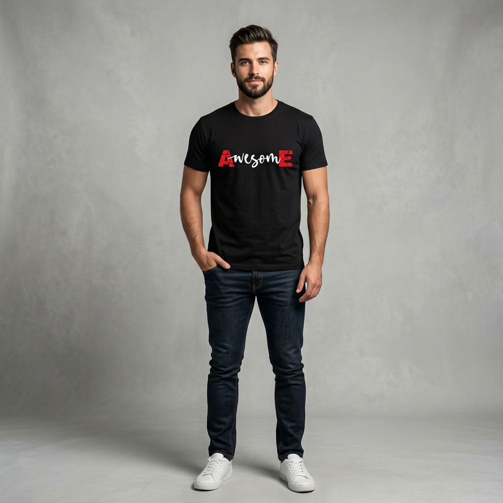 DUM Studio “Awesome” Graphic T-Shirt – Black Streetwear Edition