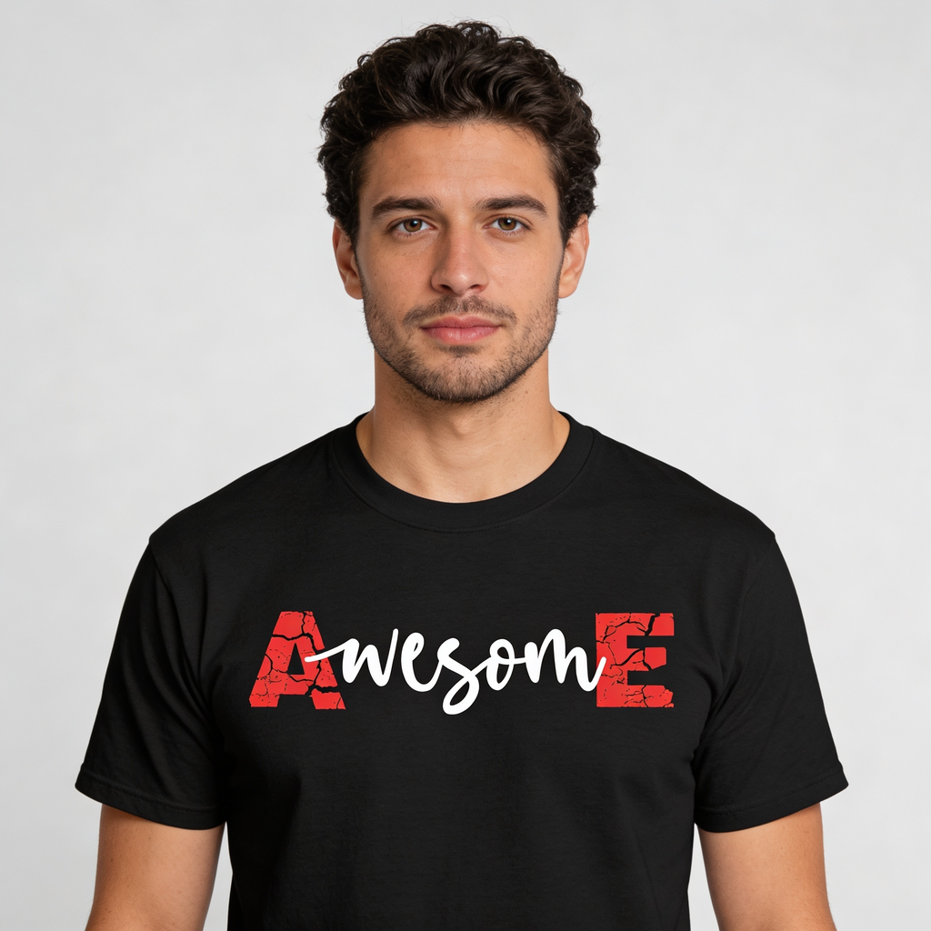 DUM Studio “Awesome” Graphic T-Shirt – Black Streetwear Edition