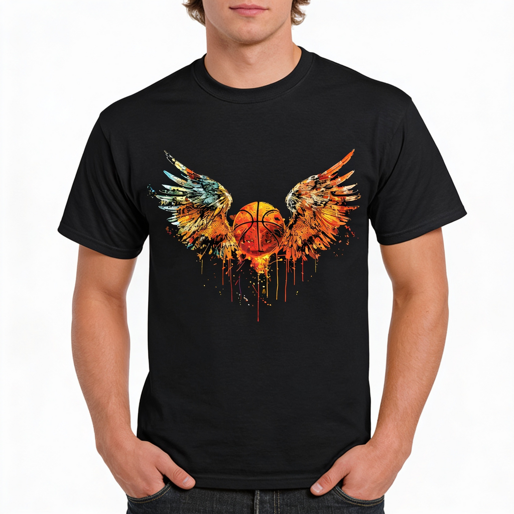 DUM Studio Winged Basketball Graphic T-Shirt – Black Street Edition